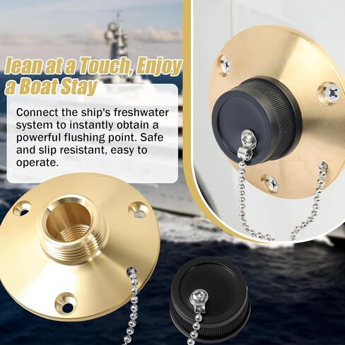 513120-1 مخرج مياه الغسيل لـ Sea-Dog، 1/2 بوصة × 3/4 بوصة مع غطاء بلاستيكي أسود وسلسلة خرزية - لغسل المحرك وإعادة تعبئة خزان المياه العذبة in Kuwait