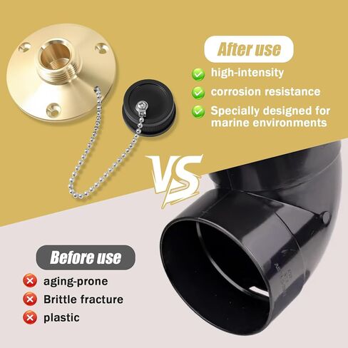 513120-1 مخرج مياه الغسيل لـ Sea-Dog، 1/2 بوصة × 3/4 بوصة مع غطاء بلاستيكي أسود وسلسلة خرزية - لغسل المحرك وإعادة تعبئة خزان المياه العذبة in Kuwait