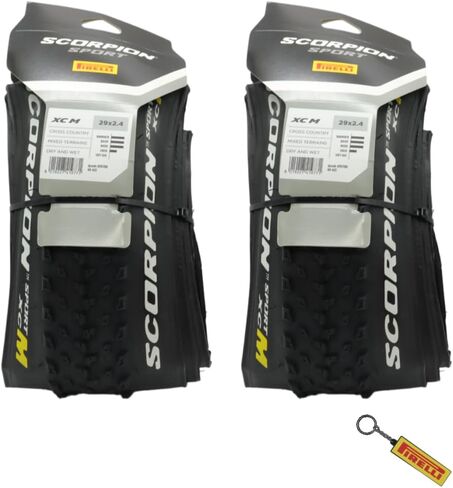 إطار Pirelli Scorpion Sport XC M 29 x 2.4 أسود قابل للطي للدراجات الجبلية - أداء للتضاريس المختلطة، خفيف الوزن ومتين للتضاريس المتنوعة. مع سلسلة مفاتيح بيريللي سكوربيون (عبوتين) in Saudi Arabia