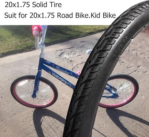 إطارات دراجة صلبة للأطفال مقاس 20 × 1.75 - إطارات دراجات الأطفال مقاومة للثقب ولا يوجد تضخم لدراجات الأولاد والبنات، دراجة الطريق BMX in Kuwait