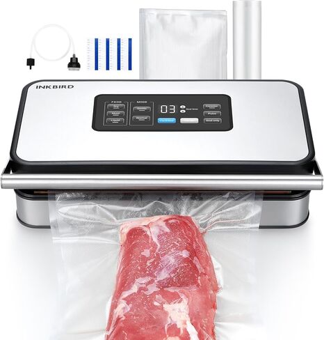 ماكينة تفريغ الطعام من إنكبيرد، ماكينة تفريغ احترافية بقدرة 160 وات مع مضخة مزدوجة، حافظة طعام جافة/رطبة/سائلة، تخزين وتقطيع اللفائف، قفل تلقائي، تصميم قابل للفصل، سهل التنظيف، أكياس ولف in Kuwait