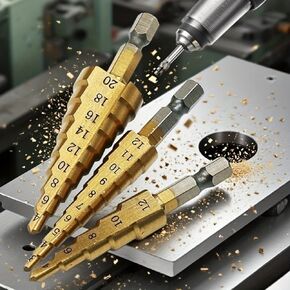 Step Drill Bit Set 3pc Cobalt HSS Black Oxide 50 Sizes for Metal Fabrication Woodworking Plastic with Compact Storage Case, 3PCS in Kuwait