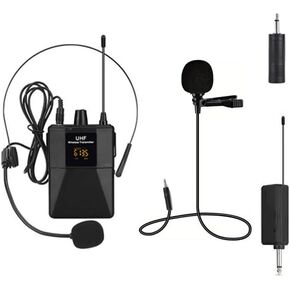 نظام ميكروفون لاسلكي UHF، سماعة رأس وميكروفونات Lavalier مع جهاز إرسال واستقبال Bodypack، للتدريس والكنيسة والتحدث أمام الجمهور والكاريوكي in Kuwait