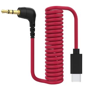 USB C to 3.5mm TRS Microphone Adapter Mic Cable for Rode Wireless GO 2, ME, Pro Mic, for Hollyland Lark M1, M2, 150 Max Duo Coiled Audio Cable Mic Cord for iPhone 16 Pro Max 15 Plus, Android in Kuwait