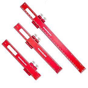 Woodworking Ruler Set, Aluminum Alloy Precision Pocket Ruler with Adjustable Slide Stop, Marking & Scribing Measuring Tool, Red, 3 Pack (6", 8", 12") in Saudi Arabia