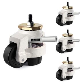 4 عبوات من عجلات العجلات شديدة التحمل، عجلات جذعية للتسوية مع مقبض سقاطة قابل للتعديل لمنضدة العمل والآلات والمعدات (السعة الإجمالية 6600 رطل) in Kuwait