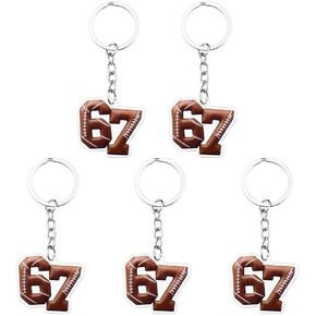 مضحك 67 كرة القدم كرة القدم ميمي المفاتيح 5 قطعة الاكريليك عدد ستة سبعة كيرينغ الفكاهة الرياضة هدية لابن حفيد in Kuwait