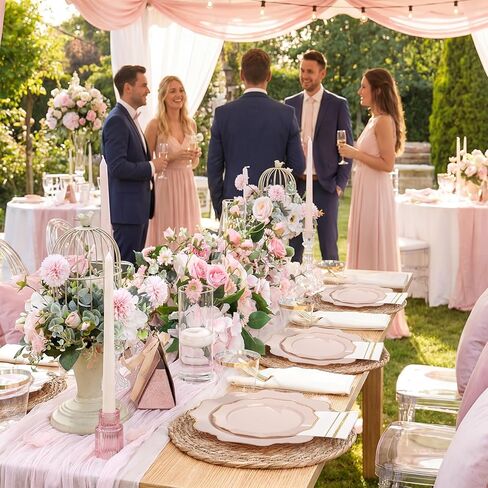 WDF 175Pcs Pink Plastic Plates - Pink and Gold Plates Disposable 25guest Plastic Dinnerware Ideal for Bridal Shower/Wedding/Baby Shower/Spring/Mother's Day in Saudi Arabia