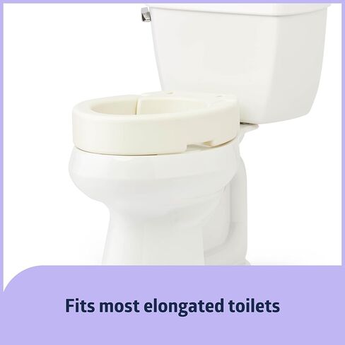 Medline Elongated Hinged Toilet Seat Riser, 3.5 inch, 400 lb Weight Capacity, White - Ideal Mobility Aid for Elderly, Disabled, and Medical Patients, Enhances Bathroom Safety in Saudi Arabia