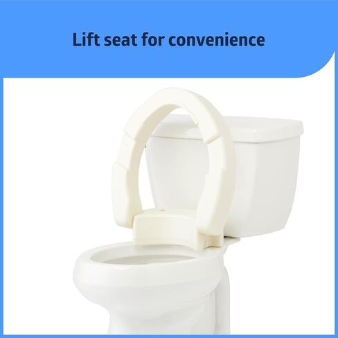 Medline Elongated Hinged Toilet Seat Riser, 3.5 inch, 400 lb Weight Capacity, White - Ideal Mobility Aid for Elderly, Disabled, and Medical Patients, Enhances Bathroom Safety in Saudi Arabia