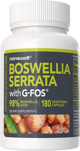 NANOWELL Boswellia Serrata مع G-FOS - حمض البوزويليك بنسبة 98% - يدعم صحة المفاصل والحركة - 180 كبسولة نباتية، كمية تكفي 180 يومًا in Kuwait