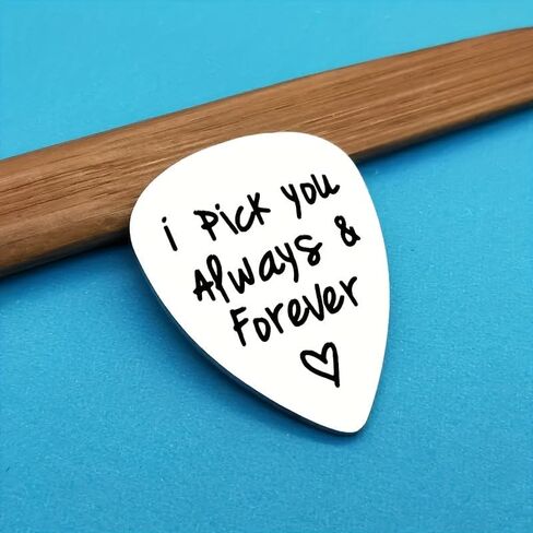 اختيار جيتار من الفولاذ المقاوم للصدأ منقوش - تصميم "I Pick You Alway Forever" مع رمز القلب - هدية مثالية لعيد الميلاد، والكريسماس، وعيد الأب، وهدية الجيتار لصديقك، والزوج، والموسيقي in Saudi Arabia