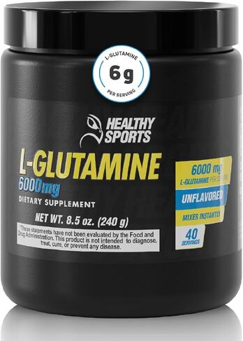 مسحوق L-Glutamine Premium - 6000 مجم لكل جرعة لتعافي العضلات - بدون نكهة، نباتي، غير معدّل وراثيًا، خالي من الغلوتين، خالي من منتجات الألبان، 40 حصة لتحسين الأداء والتعافي بشكل أسرع in Saudi Arabia