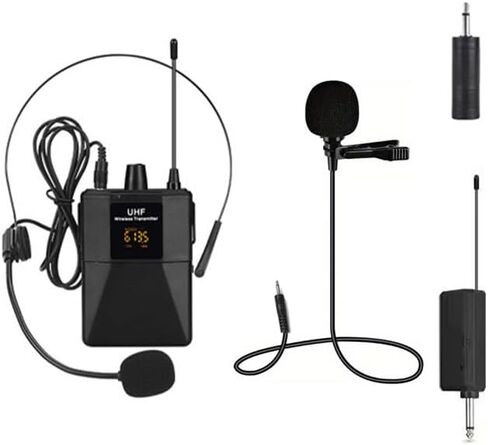 نظام ميكروفون لاسلكي UHF، سماعة رأس وميكروفونات Lavalier مع جهاز إرسال واستقبال Bodypack، للتدريس والكنيسة والتحدث أمام الجمهور والكاريوكي in Kuwait