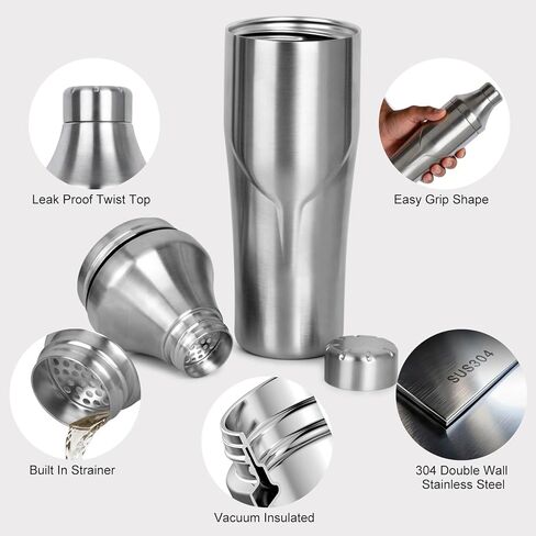 مجموعة شاكر كوكتيل محمولة Lexenic ، فراش الفولاذ المقاوم للصدأ الفولاذ المقاوم للصدأ معزولة Martini Shaker Kit ، مجموعة كوكتيل Kiding Kembing للشاطئ ، بجانب المسبح ، عشاء ، حفلات ، حفلات زفاف ، أنشطة في الهواء الطلق in Kuwait