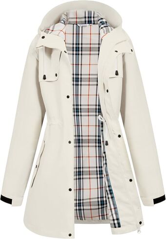 PITINAN Raincoat For Women Long Womens Rain Coat Waterproof Lined Womens Rain Jacket With Hood S-XXL in Kuwait