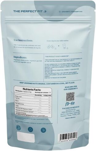 B-FIT B Magnesium Glycinate & Citrate - Supports Sleep and Muscle Recovery - Vegan - 496 mg -220 Capsules - 2 Month Supply in Saudi Arabia