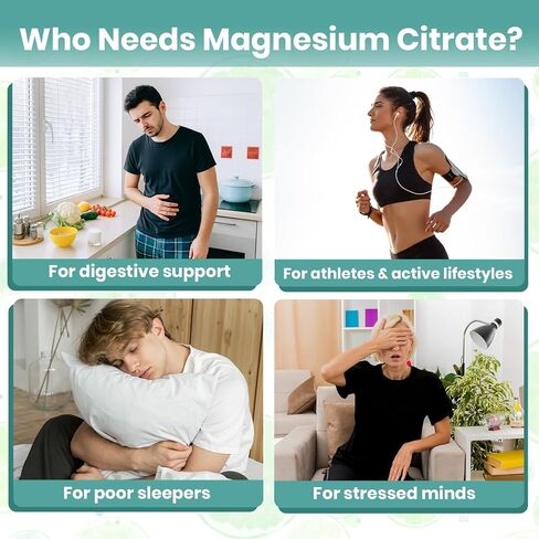 Magnesium Citrate Capsules for Constipation & Sleep Support - Vegan Magnesium Citrate Supplement with Vitamin B6 & L-Theanine for High Absorption - 120 Capsules, Non-GMO in Saudi Arabia