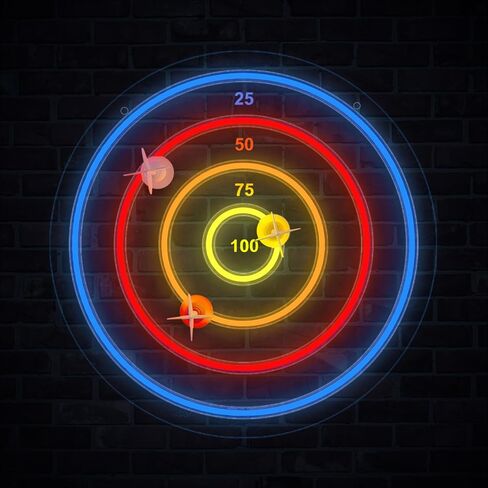 LED Light Up Dartboard with Safe Suction Cup Darts, LED Dartboard with Backlight for Kids, Teens & Adults, USB Powered Game Room Wall Decor for Family Fun in Saudi Arabia