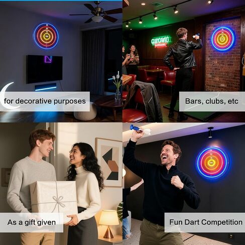 LED Light Up Dartboard with Safe Suction Cup Darts, LED Dartboard with Backlight for Kids, Teens & Adults, USB Powered Game Room Wall Decor for Family Fun in Saudi Arabia