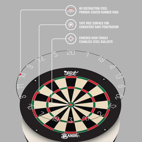 Shot Darts Official Competition Size, The Bandit Steel Tip Dartboard-Professional Bladed Bristle Board, Self Repair Sisal, Finest Bladed Dartboard 18" x 1 1/2" (SB3140) in Saudi Arabia