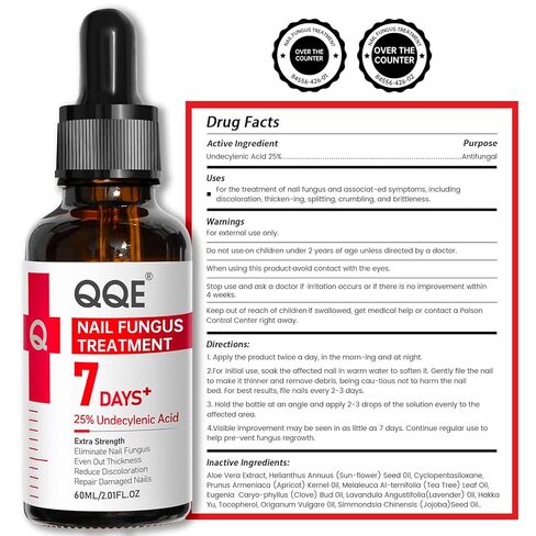 علاج فطريات الأظافر بقوة إضافية - 25% حمض غير ديسيلينيك، تركيبة نباتية لطيفة لأظافر الأصابع، يعالج تحت الأظافر وحولها، يعالج تغير اللون، ويصلح الأظافر السميكة والتالفة، 1.01 أونصة سائلة in Kuwait