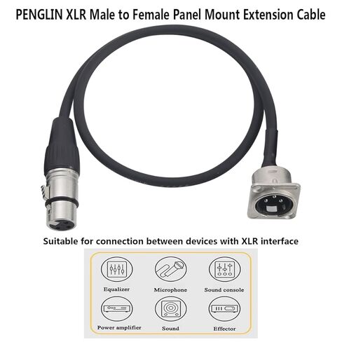 PENGLIN 2PCS XLR Pass-Through Panel Mount Pigtail Connector‌, D Type XLR Male to Female Converter Mount Cable, for Professional Audio Installations(60cm/23.62inch) in Saudi Arabia