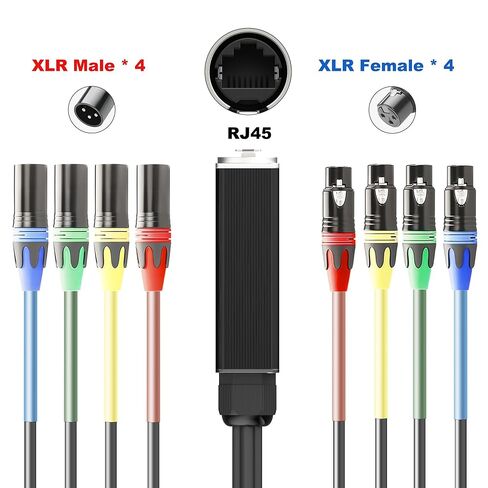 كابل 4 قنوات XLR أنثى ذكر اندلاع 4 خطوط من الصوت التناظري XLR، AES3، DMX أو COM، مع جهاز استقبال ثعبان شبكة Cat5/cat6 in Saudi Arabia