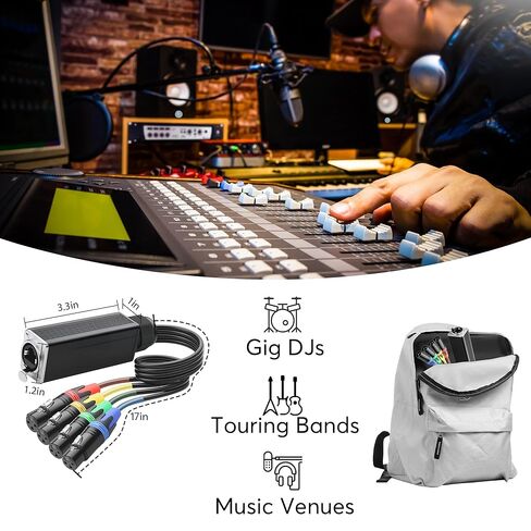 كابل 4 قنوات XLR أنثى ذكر اندلاع 4 خطوط من الصوت التناظري XLR، AES3، DMX أو COM، مع جهاز استقبال ثعبان شبكة Cat5/cat6 in Saudi Arabia
