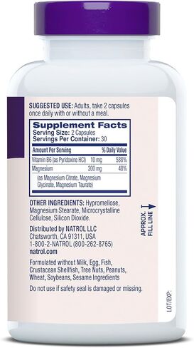 Natrol Triple Magnesium Complex Supplement, Glycinate, Citrate & Taurate 200mg High Absorption, Support Whole Body Wellness, 60 Capsules in Saudi Arabia