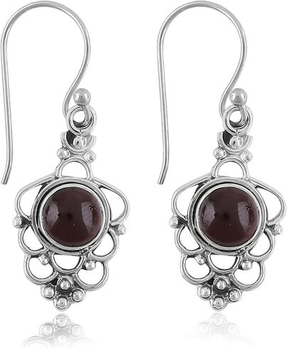 925 Sterling Silver Earrings, Natural Amethyst Gemstone Earrings Filigree Dangle Earrings Handmade Jewelry Birthday Elegant Minimalist Bridal Earring Gift for Women in Saudi Arabia