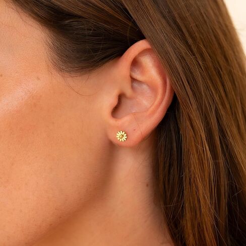 Made by Nami Minimalist Gold Flower Stud Earrings for Women Hypoallergenic Floral Earrings with Ball Screw Back Closures in Saudi Arabia