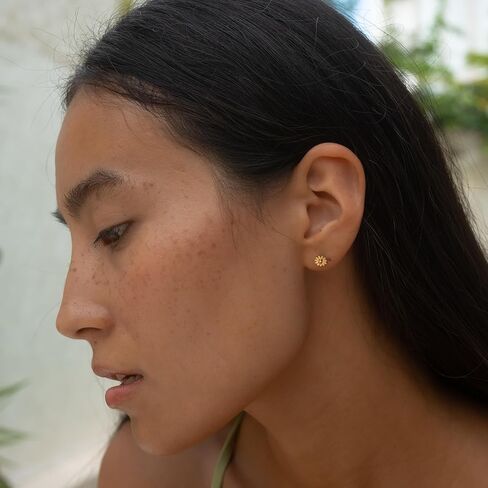 Made by Nami Minimalist Gold Flower Stud Earrings for Women Hypoallergenic Floral Earrings with Ball Screw Back Closures in Saudi Arabia