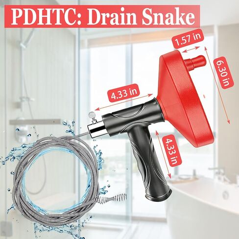 استنزاف ثعبان اوجير 33 قدم، السباكة ثعبان استنزاف الشعر تسد ​​أداة إزالة، الثقيلة ثعبان اوجير، بالوعة فك انسداد استنزاف أداة تنظيف للحمام المطبخ حوض الاستحمام استنزاف مزيل انسداد مع قفازات in Kuwait