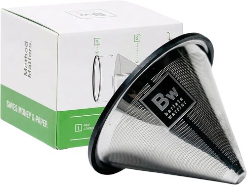 Compatible for Chemex & Hario V60 Pour Over Coffee Filters - Reusable Stainless Steel - Best Coffee Maker and Bar Accessories (Silver) in Saudi Arabia