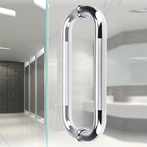 Heavy Duty Stainless Steel Commercial Glass Shower Door Handle Easy to Install Brushed Silver Finish 30cm (11 3/4") Length in Saudi Arabia