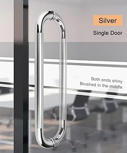 Heavy Duty Stainless Steel Commercial Glass Shower Door Handle Easy to Install Brushed Silver Finish 30cm (11 3/4") Length in Saudi Arabia