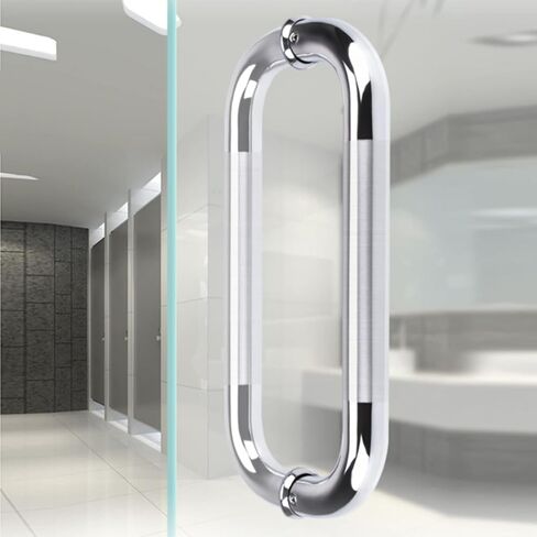 Heavy Duty Stainless Steel Commercial Glass Shower Door Handle Easy to Install Brushed Silver Finish 30cm (11 3/4") Length in Saudi Arabia