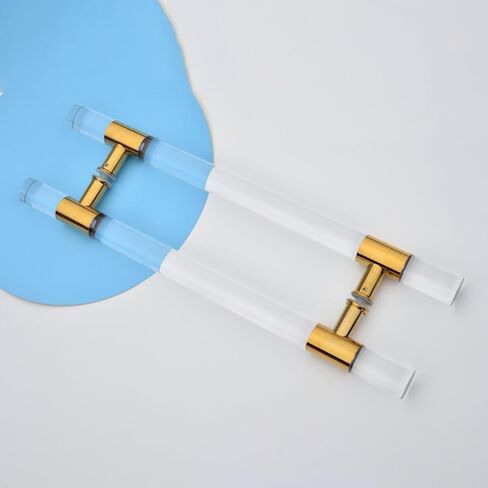 Acrylic Clear Crystal Finish Barn Door Handle Pull Bar for Long Commercial Sheds Gates with Double Sided Installation Gold (80X60cm/31.5"X23.6") in Saudi Arabia