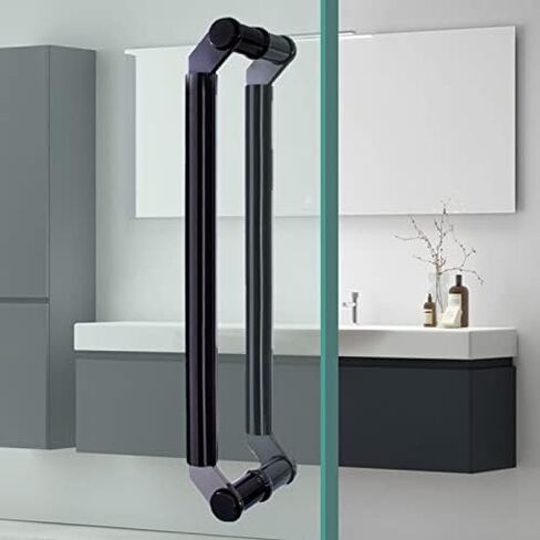Commercial Double Sided Round Glass Door Handles Stainless Steel Push Pull Bar for Entrance Shower Barn Doors Matte Black (Size: 150cm) in Saudi Arabia
