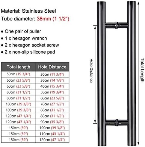 Stainless Steel Long Door Pull Handle Hardware for Exterior Commercial Door/Barn Door Modern Bar Pull Handle Push Pull Door Handles (Color: Black Size: 120cm) in Saudi Arabia