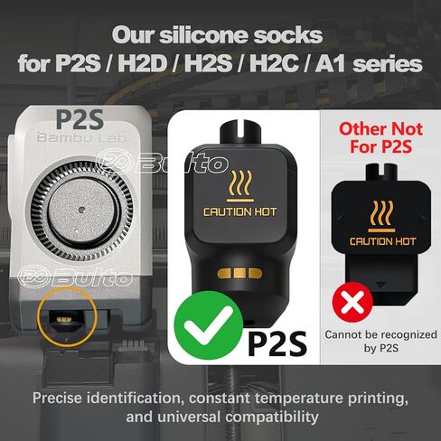 5 قطع جوارب سيليكون P2S مع رمز تعريف لمختبر Bambu P2S/H2D/H2C/H2S/A1/A1MINI، درجة حرارة عالية وغطاء سيليكون متين أجزاء طابعة ثلاثية الأبعاد تحمي كتلة سخان الطارد والفوهة in Kuwait
