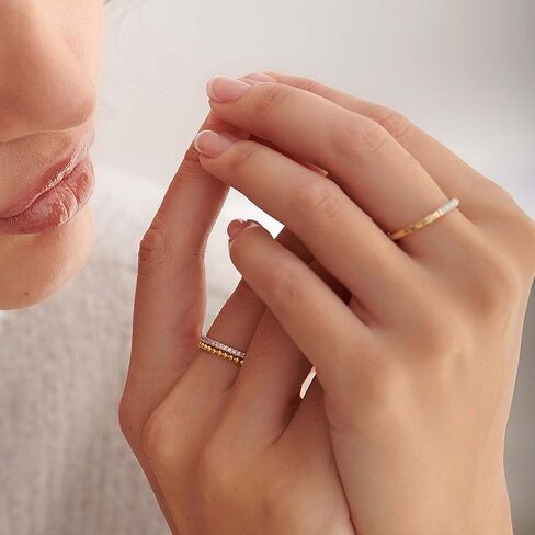 خواتم ألماس للنساء، خاتم ألماس Dainty Lab Grown، خواتم من الفضة الإسترلينية عيار 925 مضادة للحساسية مع فيرميل ذهبي عيار 14 قيراط (25 مرة أكثر سمكًا من المجوهرات الذهبية المطلية)، صندوق هدايا مجوهرات، ضمان 5 سنوات in Kuwait