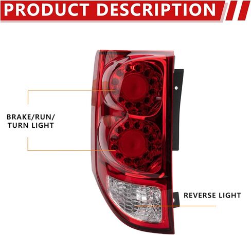 ضوء خلفي متوافق مع 2011-2020 دودج جراند كارافان الجانب الأيمن للراكب LED الخلفي الخلفي الذيل مصباح LED مصباح مكابح in Kuwait