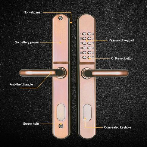 Outdoor Password Door Lock Kit, Waterproof Sunscreen Handle High Security for Home Use Can Resist Strong Impact with Key Suitable for Indoor and Outdoor in Saudi Arabia