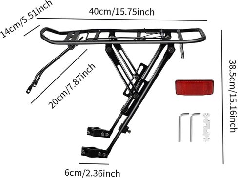 رف البضائع الخلفي للدراجة، حامل حامل دراجة من سبائك الألومنيوم العالمي للدراجات الجبلية والطرق، سعة 25 كجم (55 رطلاً) in Kuwait
