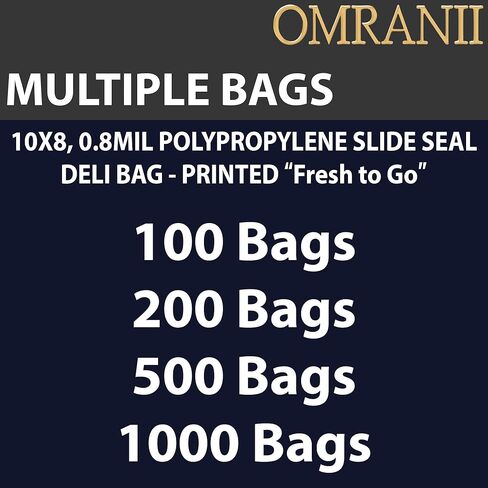 حقيبة ديلي سيل سيل - مطبوعة "Fresh to Go" 0.8 مل، 10 بوصة × 8 بوصة 200 كيس | مادة البولي بروبيلين، إغلاق منزلق | الحفاظ على الطعام طازجًا وآمنًا in Saudi Arabia