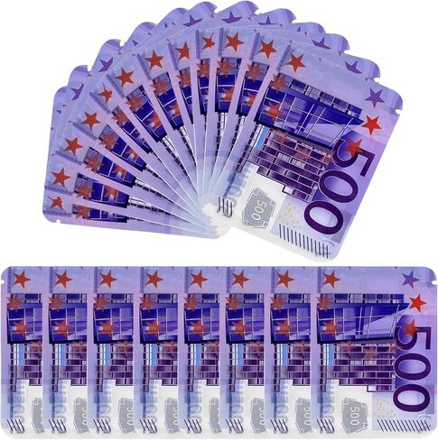 100 Pack 3.5g Self Sealing Bags 4 x 4.9 in Resealable Leakproof Smell Proof Bags for Snacks Candy Jewelry Seeds Euro Bill Design in Saudi Arabia