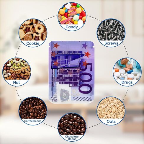 100 Pack 3.5g Self Sealing Bags 4 x 4.9 in Resealable Leakproof Smell Proof Bags for Snacks Candy Jewelry Seeds Euro Bill Design in Saudi Arabia
