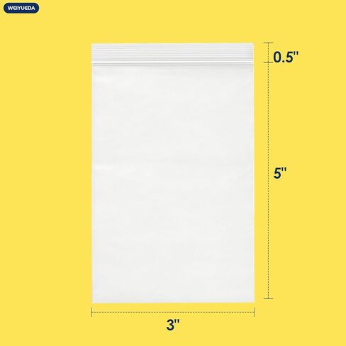 3X5IN 1000 أكياس بسحاب قابلة لإعادة الإغلاق، 3.94 مل أكياس تخزين بلاستيكية سميكة مزدوجة الجوانب وقابلة لإعادة الاستخدام للألعاب والأدوات والاستخدام المنزلي والمكتبي in Saudi Arabia
